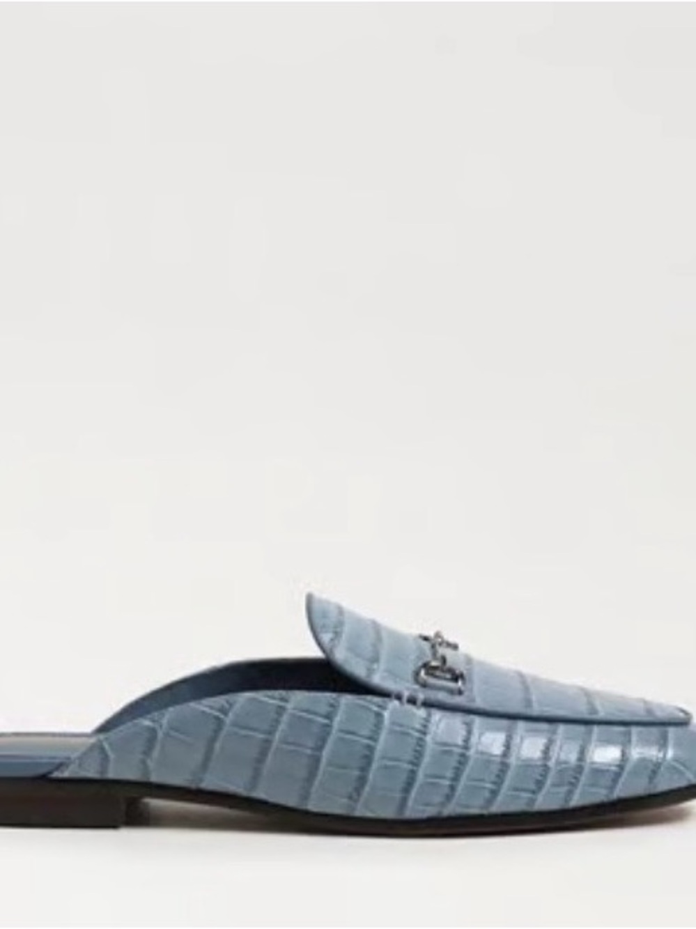 Sam Edelman Linnie Bit Mule Light Blue Croc-Embossed with Silver Bit 8.5